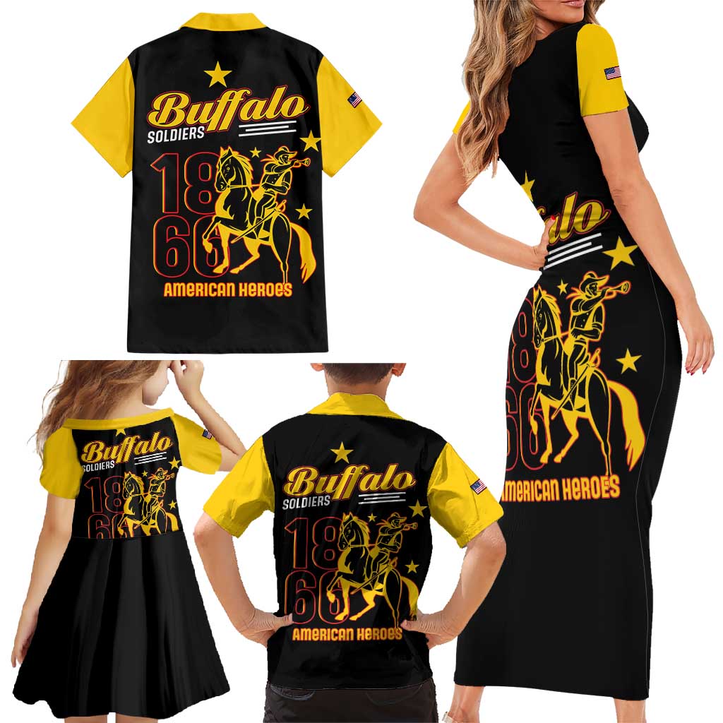 Buffalo Soldiers 9th and 10th Cavalry Family Matching Short Sleeve Bodycon Dress and Hawaiian Shirt American Heroes - Wonder Print Shop
