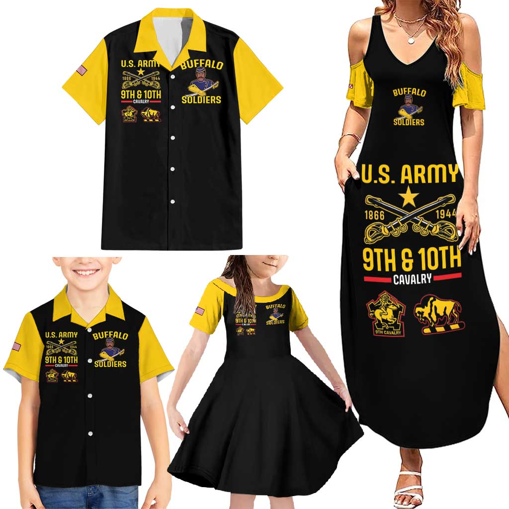 Buffalo Soldiers 9th and 10th Cavalry Family Matching Summer Maxi Dress and Hawaiian Shirt American Heroes - Wonder Print Shop