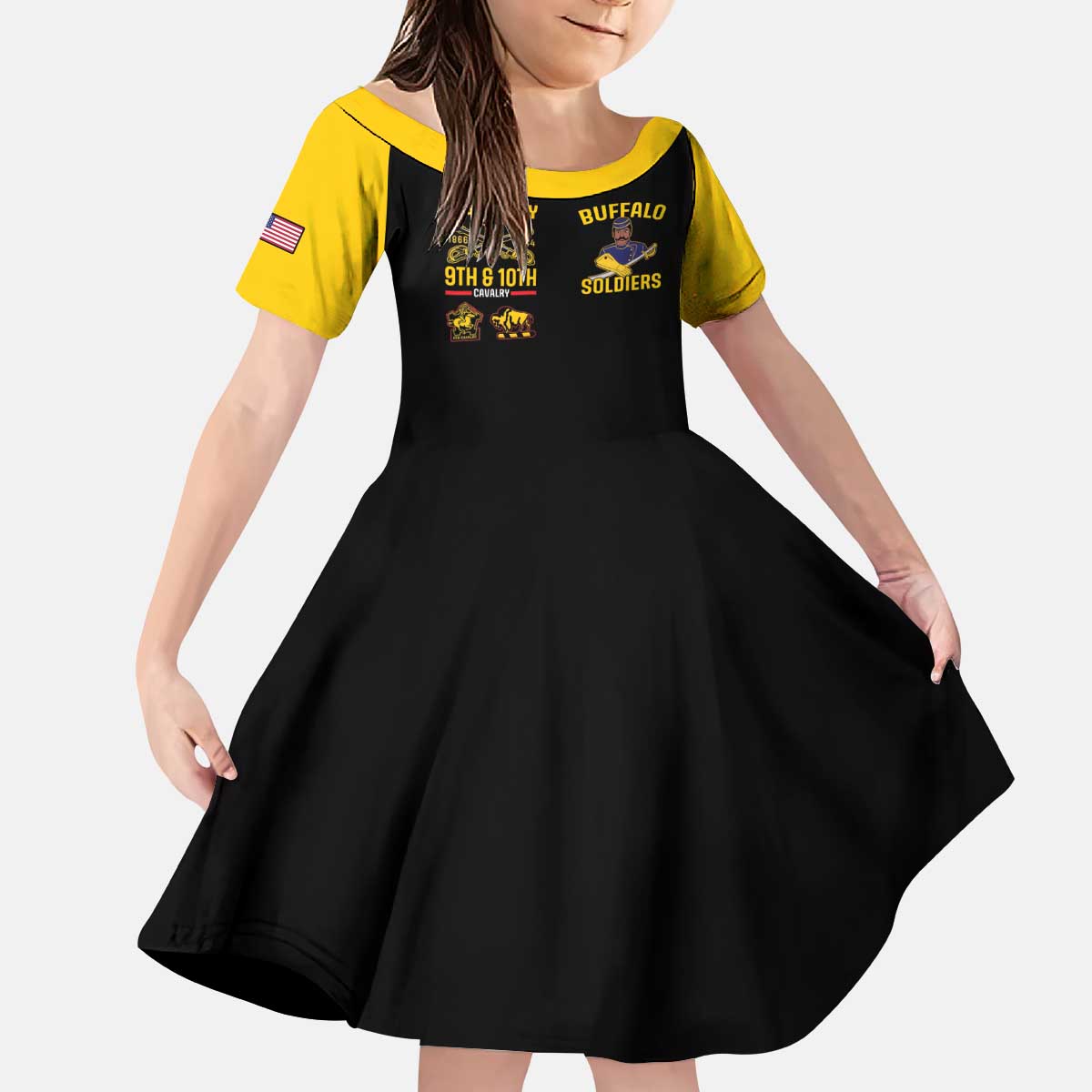 Buffalo Soldiers 9th and 10th Cavalry Kid Short Sleeve Dress American Heroes - Wonder Print Shop