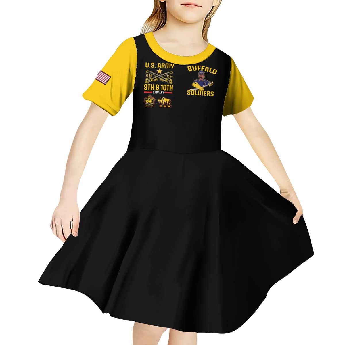 Buffalo Soldiers 9th and 10th Cavalry Kid Short Sleeve Dress American Heroes - Wonder Print Shop