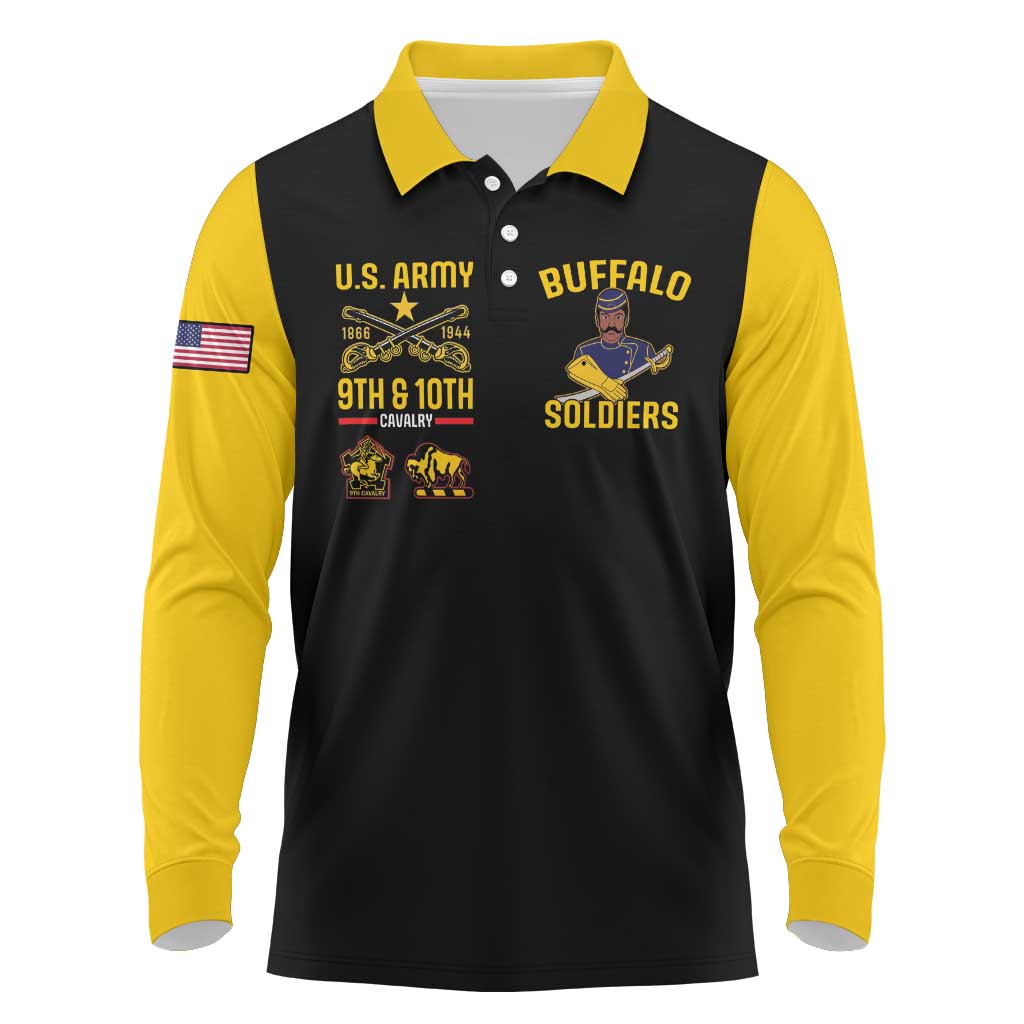 Buffalo Soldiers 9th and 10th Cavalry Long Sleeve Polo Shirt American Heroes - Wonder Print Shop