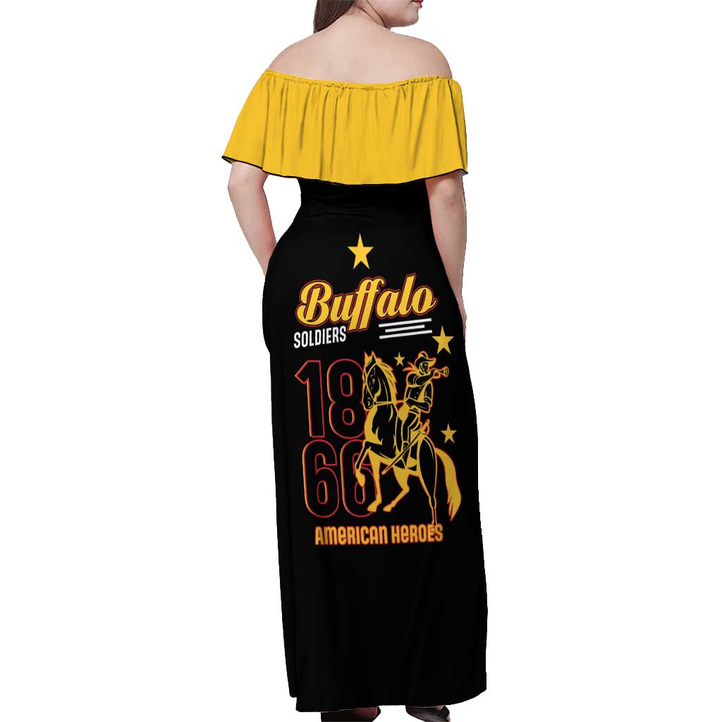 Buffalo Soldiers 9th and 10th Cavalry Off Shoulder Maxi Dress American Heroes - Wonder Print Shop
