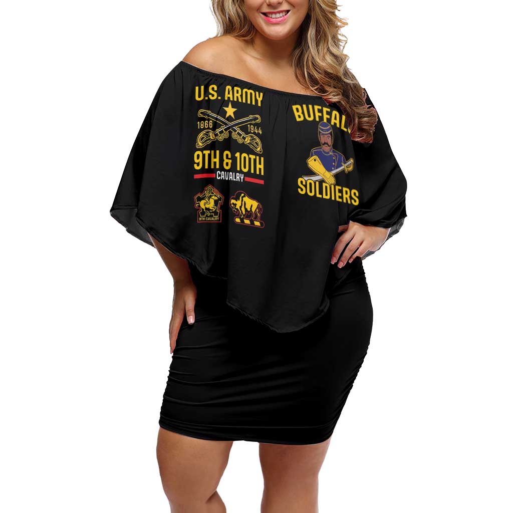 Buffalo Soldiers 9th and 10th Cavalry Off Shoulder Short Dress American Heroes - Wonder Print Shop