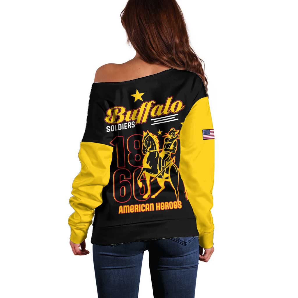 Buffalo Soldiers 9th and 10th Cavalry Off Shoulder Sweater American Heroes - Wonder Print Shop