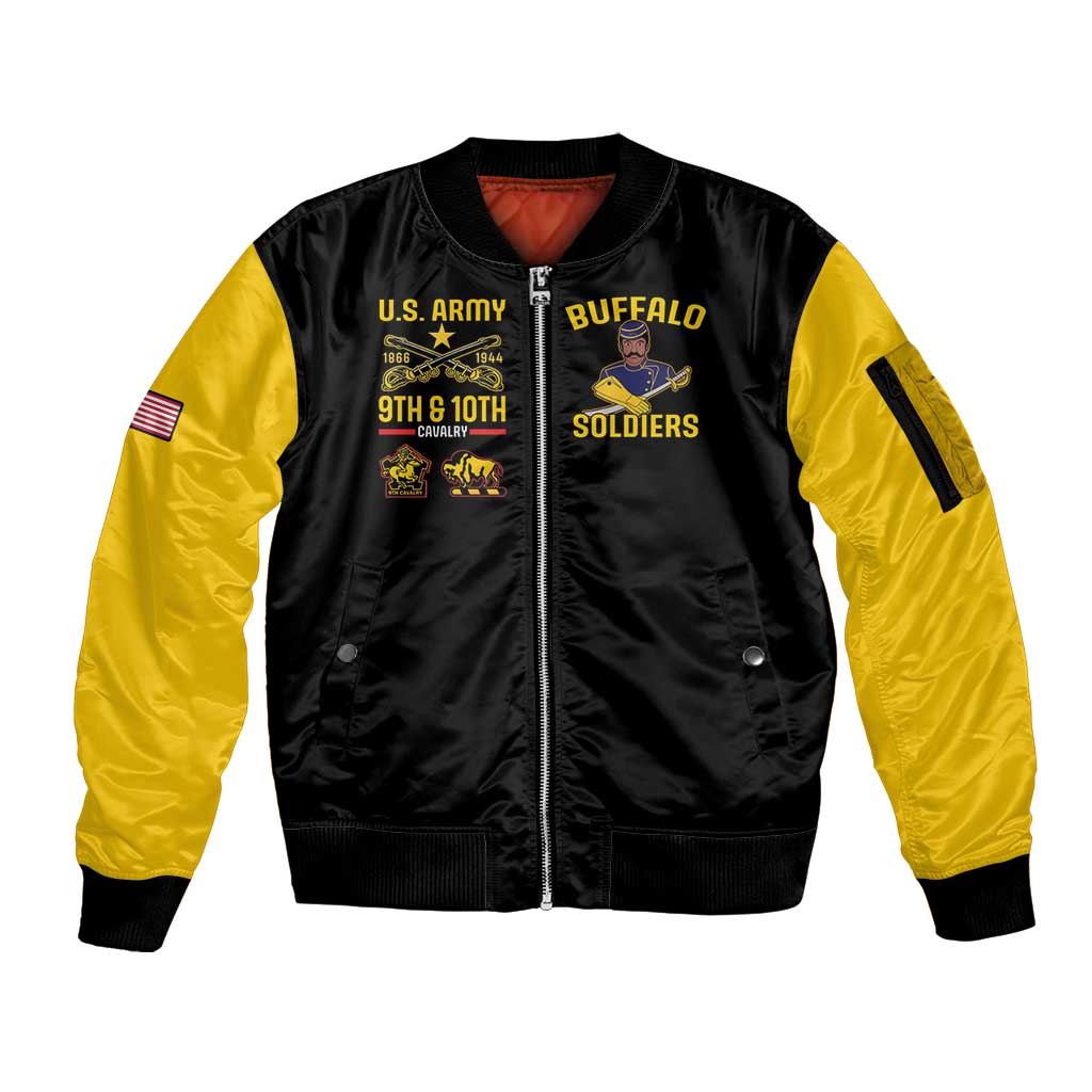 Buffalo Soldiers 9th and 10th Cavalry Sleeve Zip Bomber Jacket American Heroes - Wonder Print Shop
