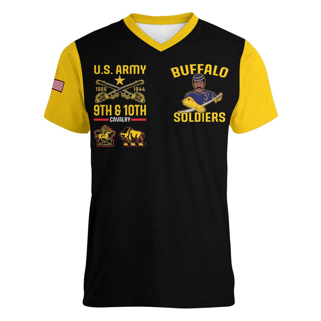 Buffalo Soldiers 9th and 10th Cavalry Women V-Neck T-Shirt American Heroes - Wonder Print Shop