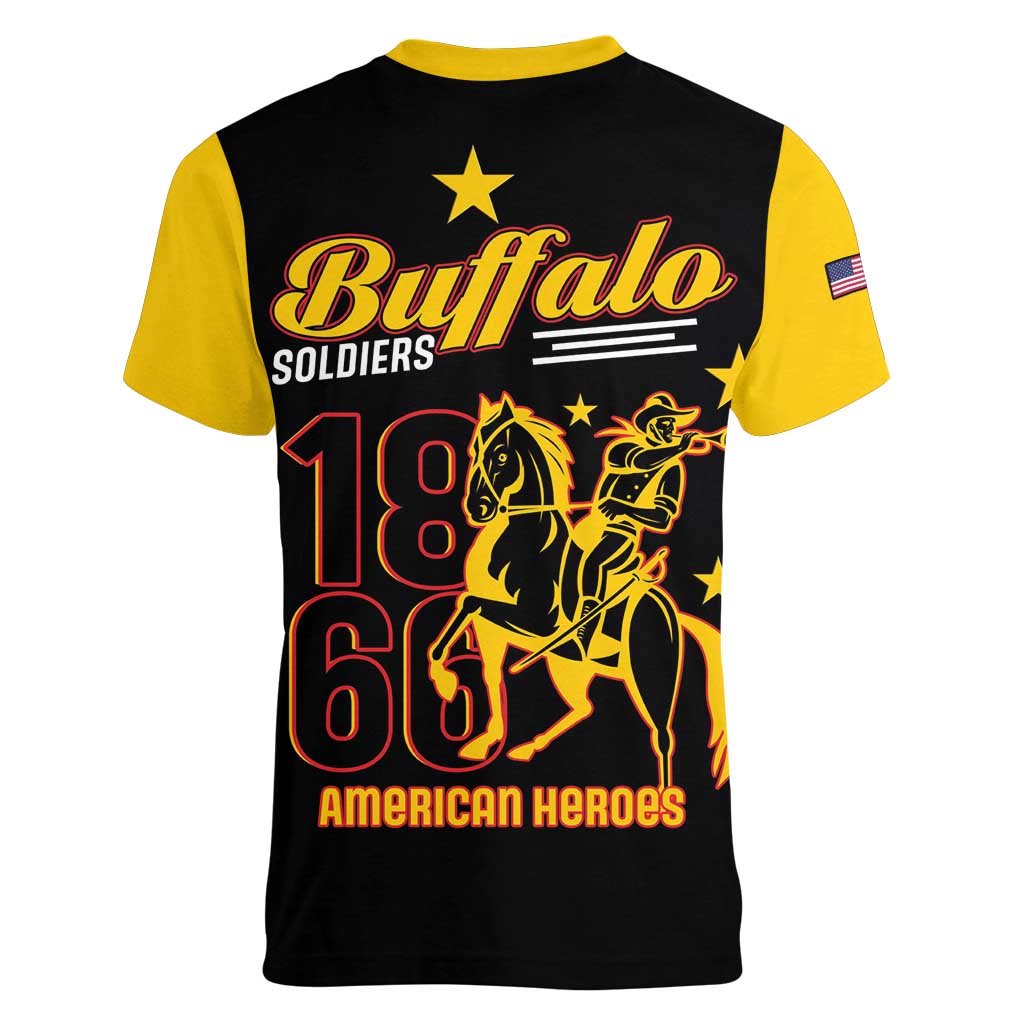 Buffalo Soldiers 9th and 10th Cavalry Women V-Neck T-Shirt American Heroes - Wonder Print Shop