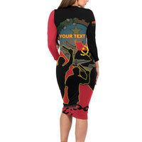 Personalised Angola Day of the Armed Struggle Long Sleeve Bodycon Dress 4 De Fevereiro - Wonder Print Shop
