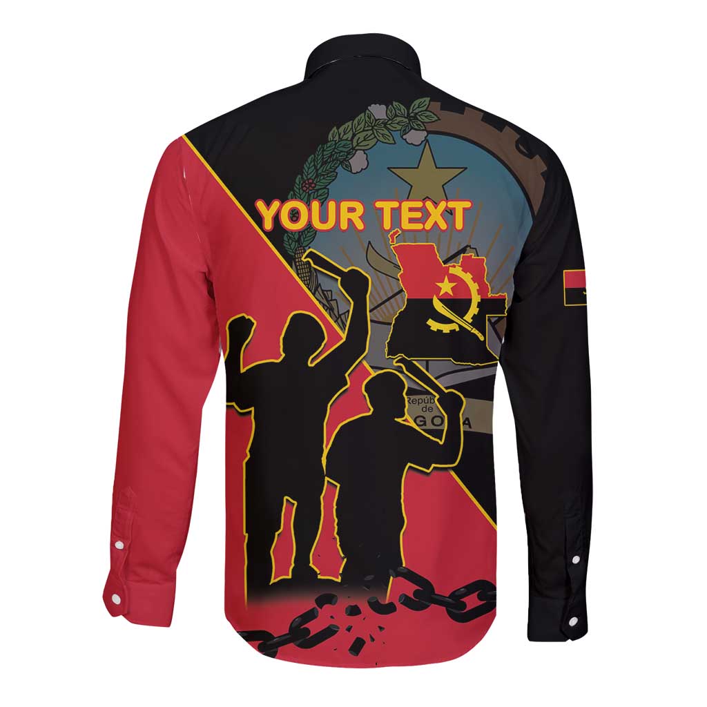 Personalised Angola Day of the Armed Struggle Long Sleeve Button Shirt 4 De Fevereiro - Wonder Print Shop