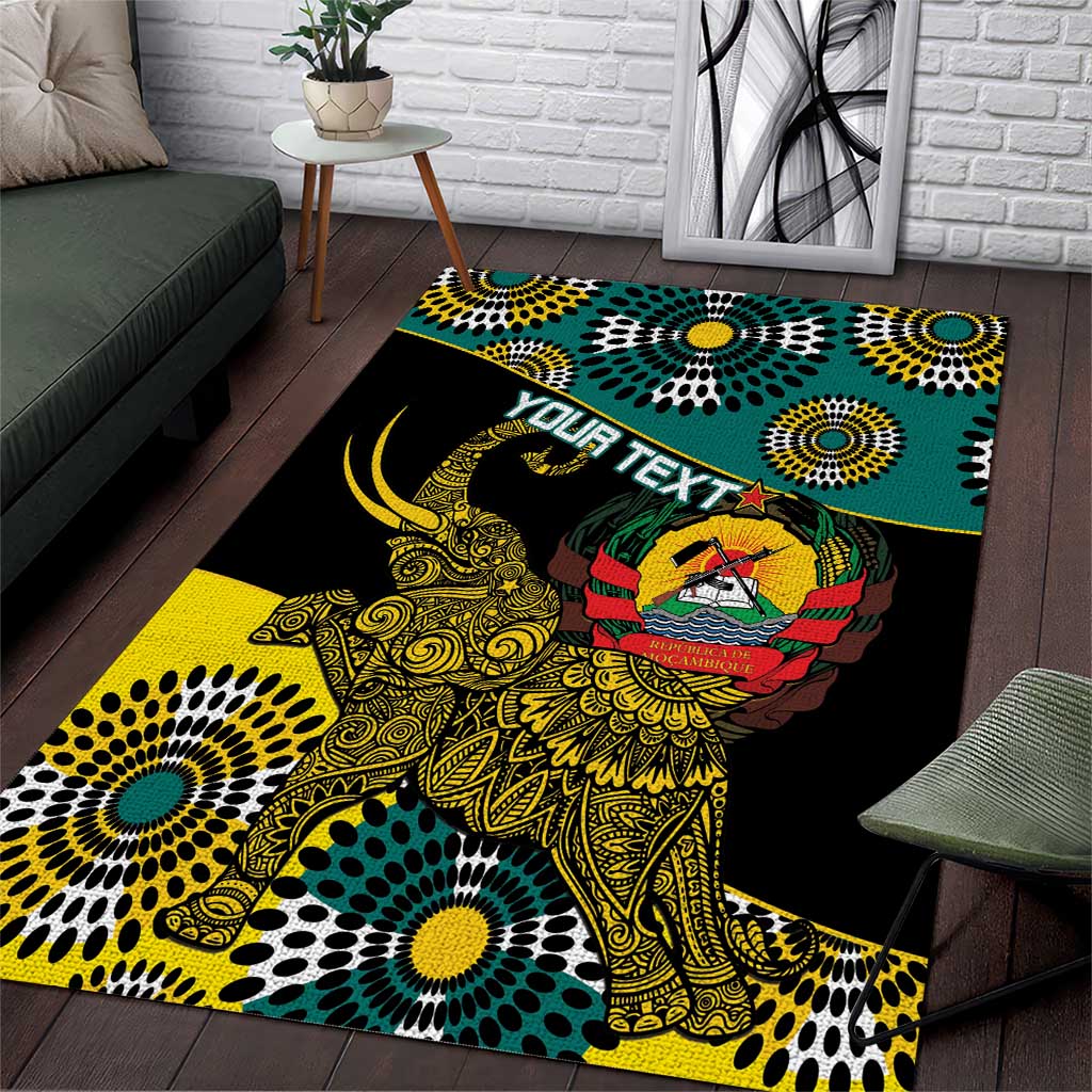 Personalised Mozambique Area Rug African Elephant With Coat Of Arms - Wonder Print Shop