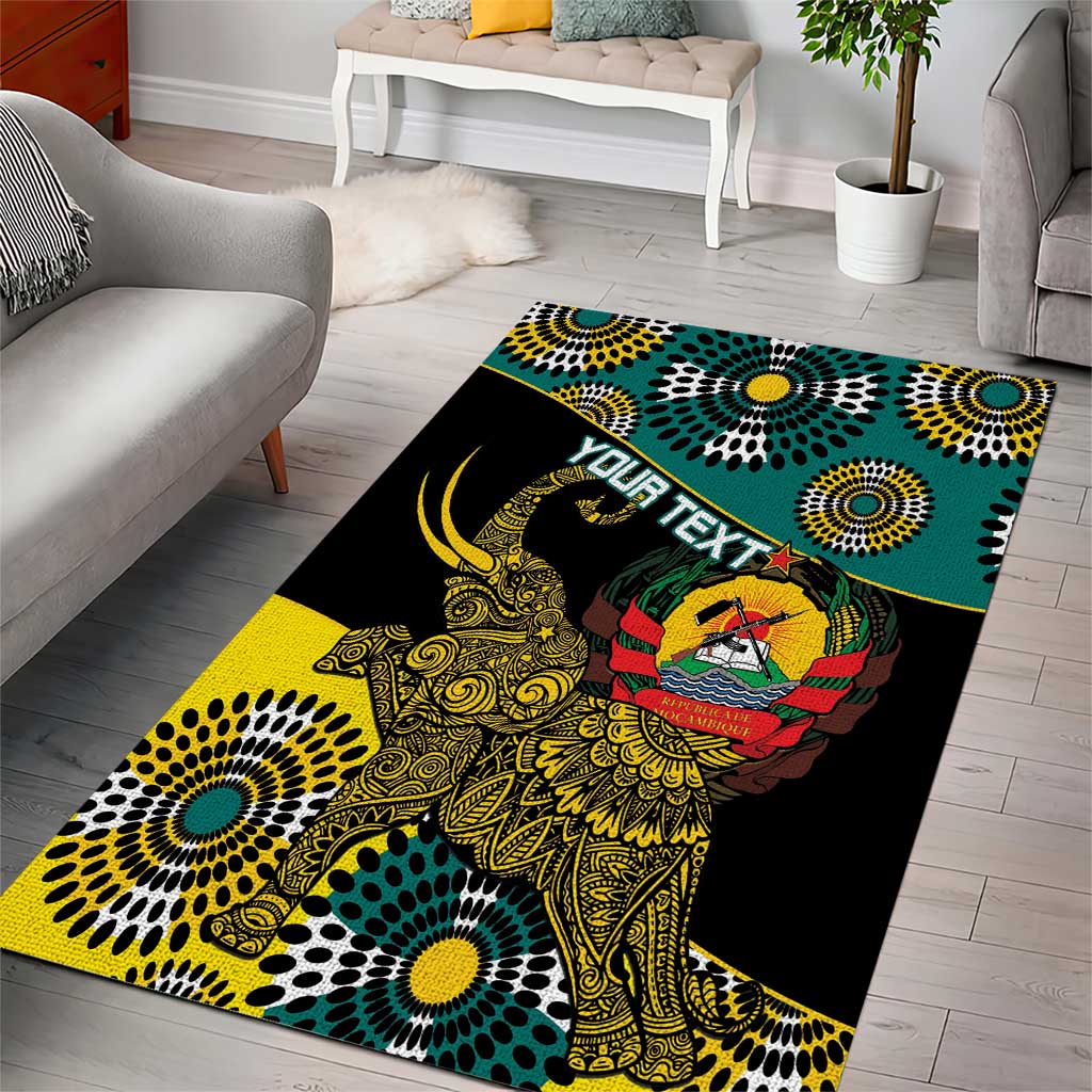 Personalised Mozambique Area Rug African Elephant With Coat Of Arms - Wonder Print Shop