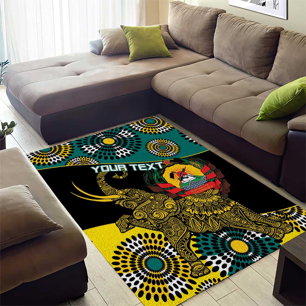 Personalised Mozambique Area Rug African Elephant With Coat Of Arms - Wonder Print Shop