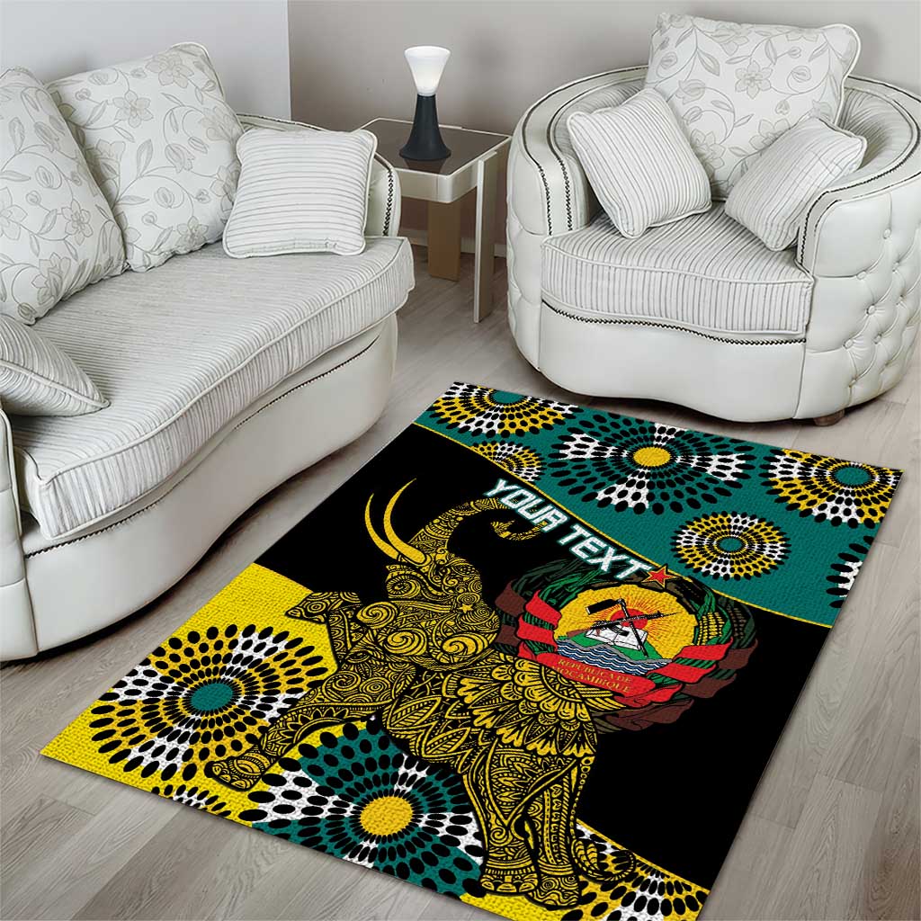 Personalised Mozambique Area Rug African Elephant With Coat Of Arms - Wonder Print Shop