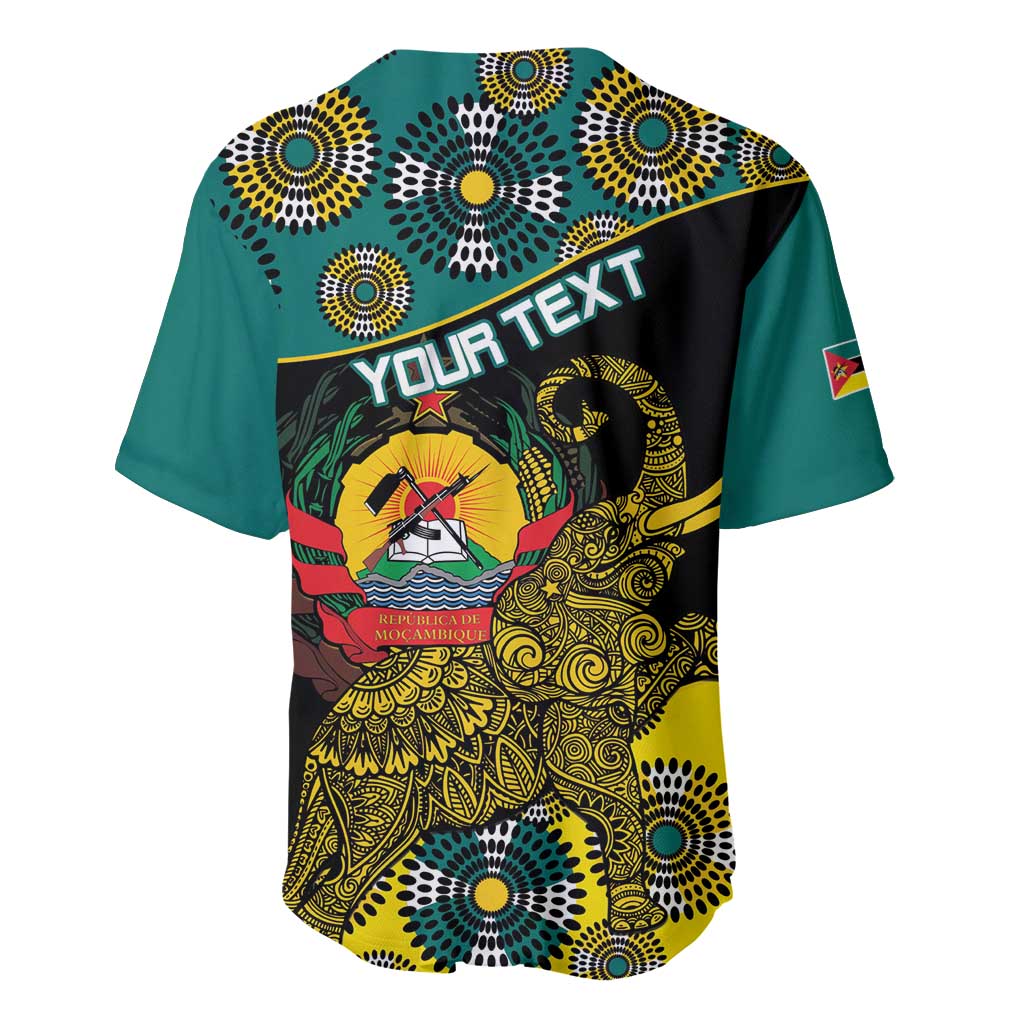 Personalised Mozambique Baseball Jersey African Elephant With Coat Of Arms - Wonder Print Shop