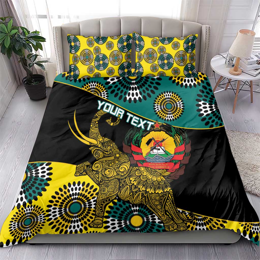 Personalised Mozambique Bedding Set African Elephant With Coat Of Arms - Wonder Print Shop