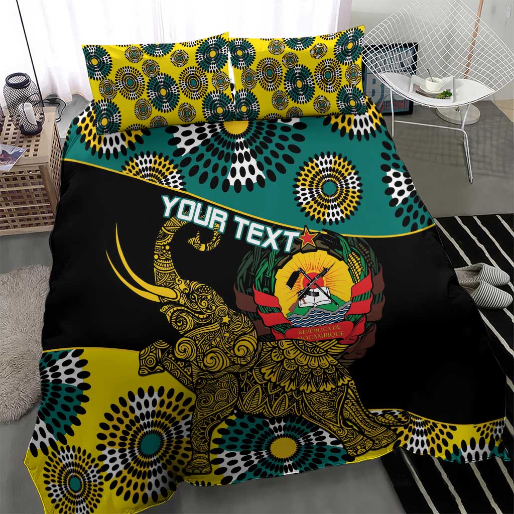 Personalised Mozambique Bedding Set African Elephant With Coat Of Arms - Wonder Print Shop