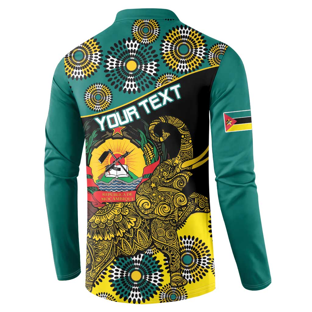 Personalised Mozambique Button Sweatshirt African Elephant With Coat Of Arms - Wonder Print Shop