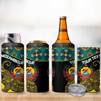 Personalised Mozambique 4 in 1 Can Cooler Tumbler African Elephant With Coat Of Arms - Wonder Print Shop