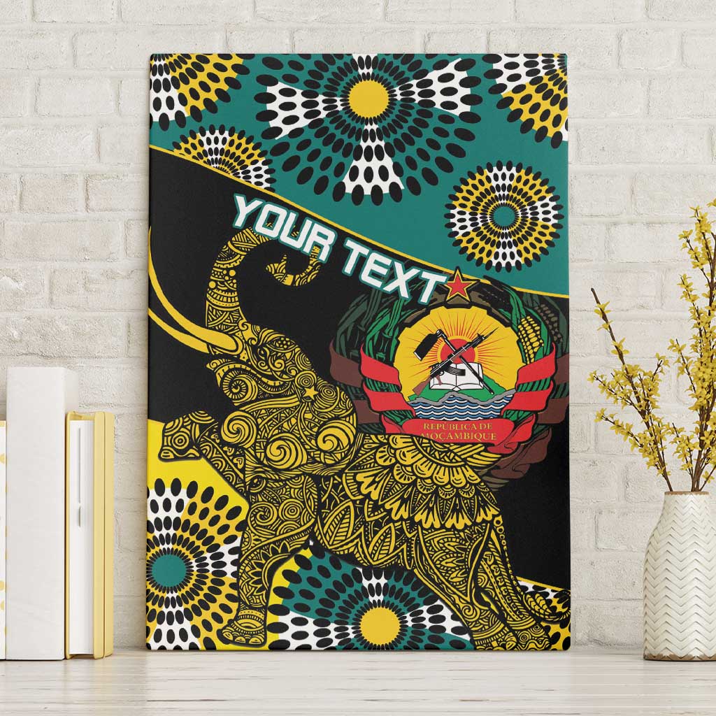 Personalised Mozambique Canvas Wall Art African Elephant With Coat Of Arms - Wonder Print Shop
