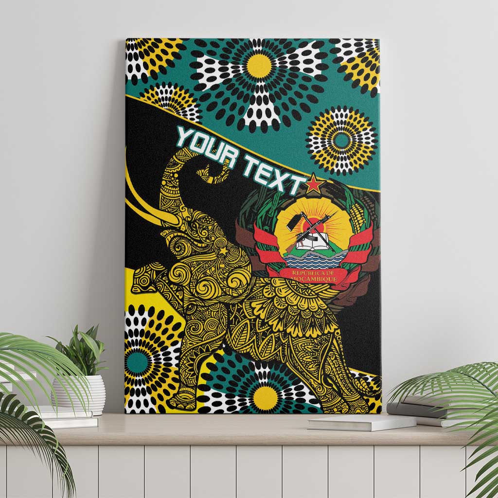 Personalised Mozambique Canvas Wall Art African Elephant With Coat Of Arms - Wonder Print Shop