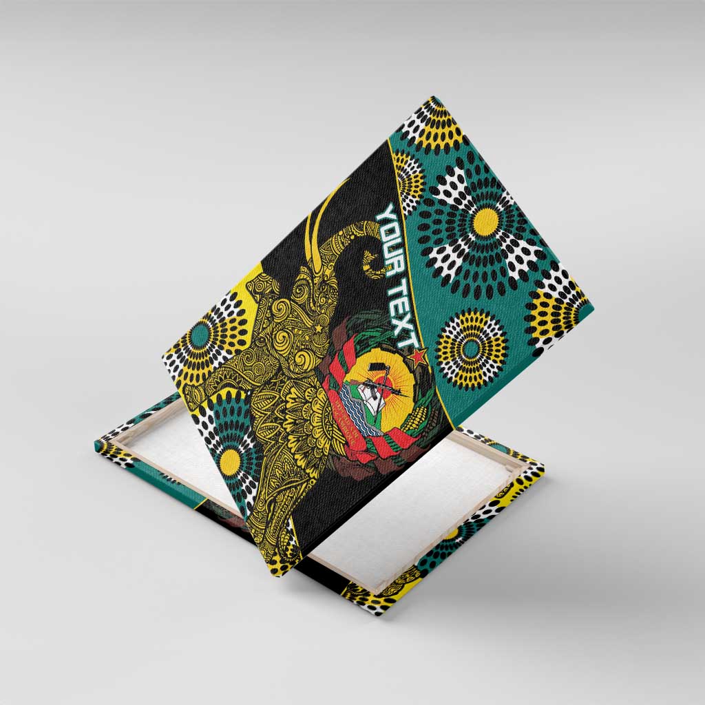 Personalised Mozambique Canvas Wall Art African Elephant With Coat Of Arms - Wonder Print Shop