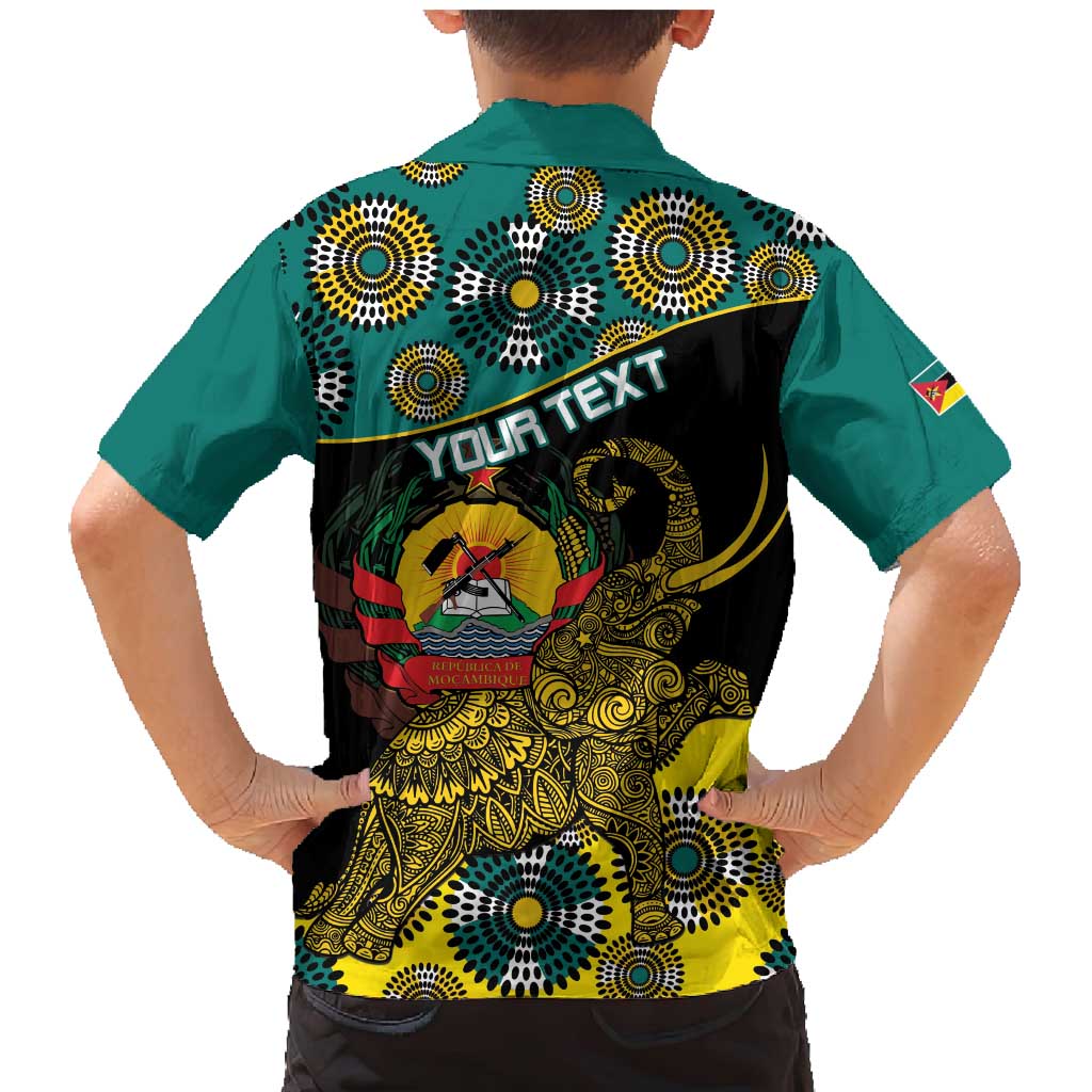 Personalised Mozambique Family Matching Mermaid Dress and Hawaiian Shirt African Elephant With Coat Of Arms - Wonder Print Shop