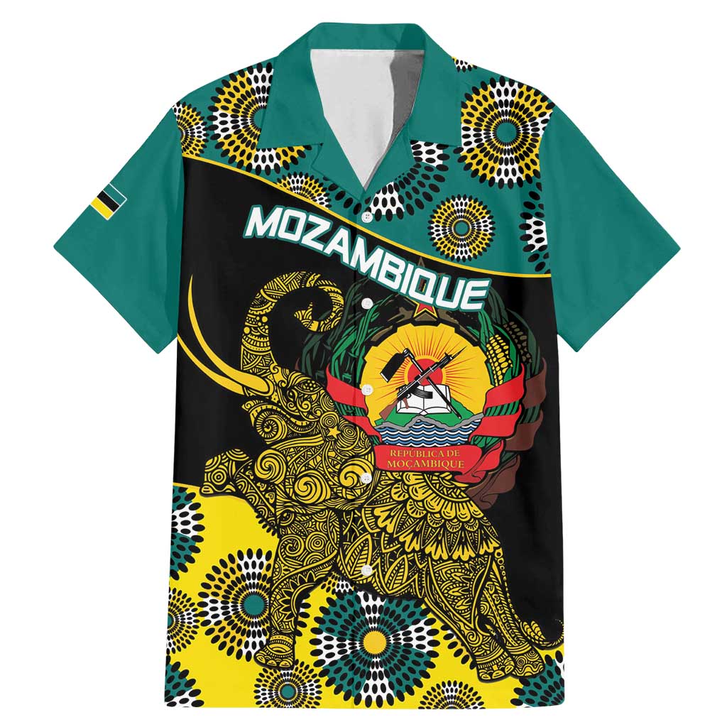 Personalised Mozambique Family Matching Mermaid Dress and Hawaiian Shirt African Elephant With Coat Of Arms - Wonder Print Shop