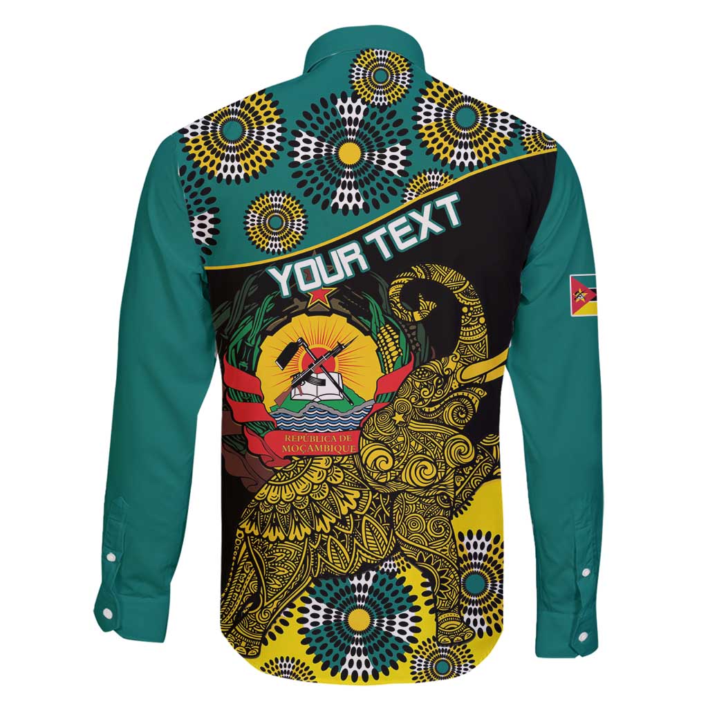 Personalised Mozambique Family Matching Off Shoulder Short Dress and Hawaiian Shirt African Elephant With Coat Of Arms - Wonder Print Shop