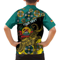 Personalised Mozambique Family Matching Short Sleeve Bodycon Dress and Hawaiian Shirt African Elephant With Coat Of Arms - Wonder Print Shop