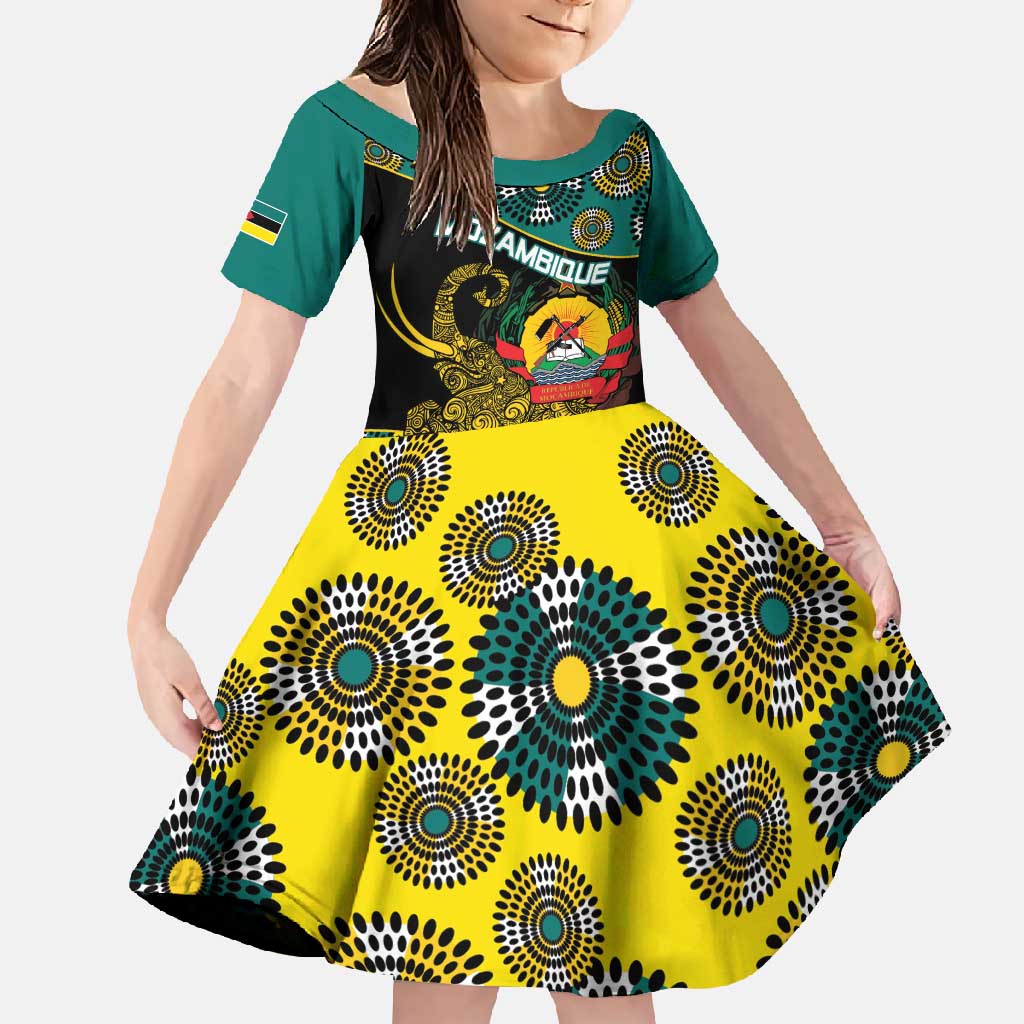 Personalised Mozambique Family Matching Short Sleeve Bodycon Dress and Hawaiian Shirt African Elephant With Coat Of Arms - Wonder Print Shop