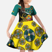 Personalised Mozambique Family Matching Short Sleeve Bodycon Dress and Hawaiian Shirt African Elephant With Coat Of Arms - Wonder Print Shop