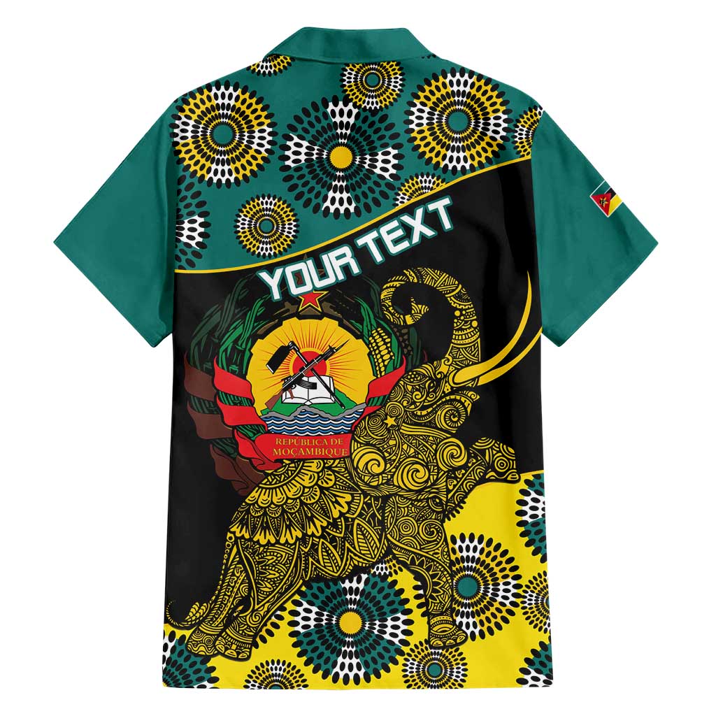 Personalised Mozambique Family Matching Short Sleeve Bodycon Dress and Hawaiian Shirt African Elephant With Coat Of Arms - Wonder Print Shop