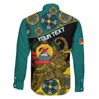 Personalised Mozambique Family Matching Short Sleeve Bodycon Dress and Hawaiian Shirt African Elephant With Coat Of Arms - Wonder Print Shop
