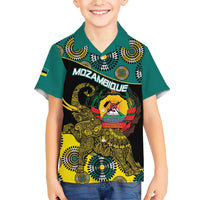 Personalised Mozambique Family Matching Short Sleeve Bodycon Dress and Hawaiian Shirt African Elephant With Coat Of Arms - Wonder Print Shop