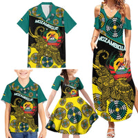 Personalised Mozambique Family Matching Summer Maxi Dress and Hawaiian Shirt African Elephant With Coat Of Arms - Wonder Print Shop