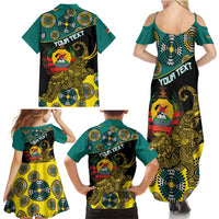 Personalised Mozambique Family Matching Summer Maxi Dress and Hawaiian Shirt African Elephant With Coat Of Arms - Wonder Print Shop