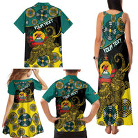 Personalised Mozambique Family Matching Tank Maxi Dress and Hawaiian Shirt African Elephant With Coat Of Arms - Wonder Print Shop