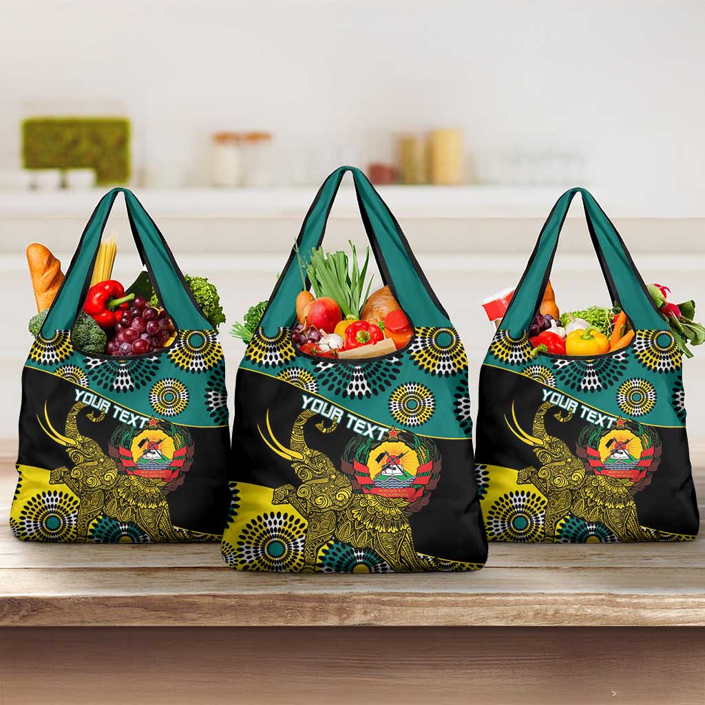 Personalised Mozambique Grocery Bag African Elephant With Coat Of Arms