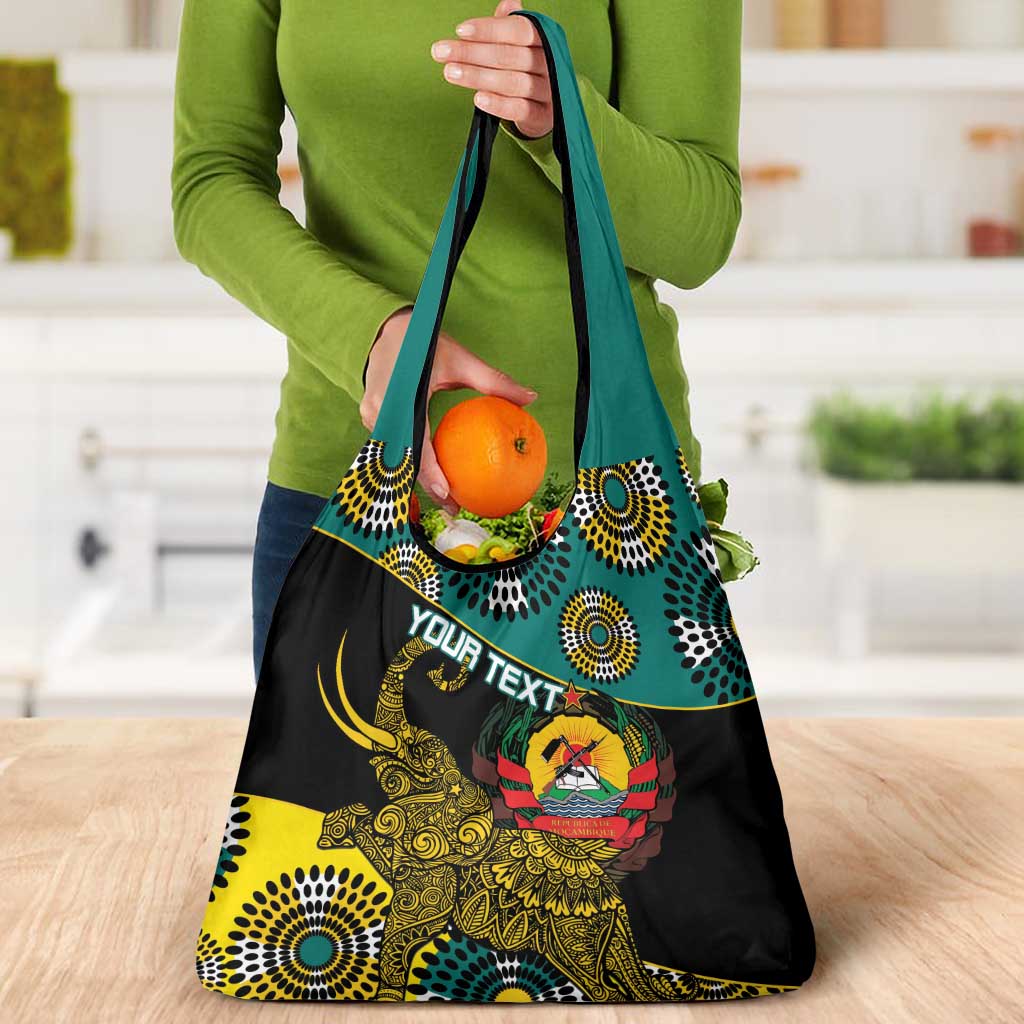 Personalised Mozambique Grocery Bag African Elephant With Coat Of Arms