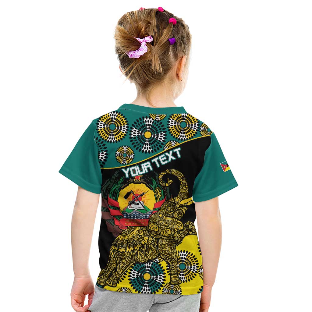 Personalised Mozambique Kid T Shirt African Elephant With Coat Of Arms - Wonder Print Shop