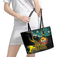 Personalised Mozambique Leather Tote Bag African Elephant With Coat Of Arms - Wonder Print Shop