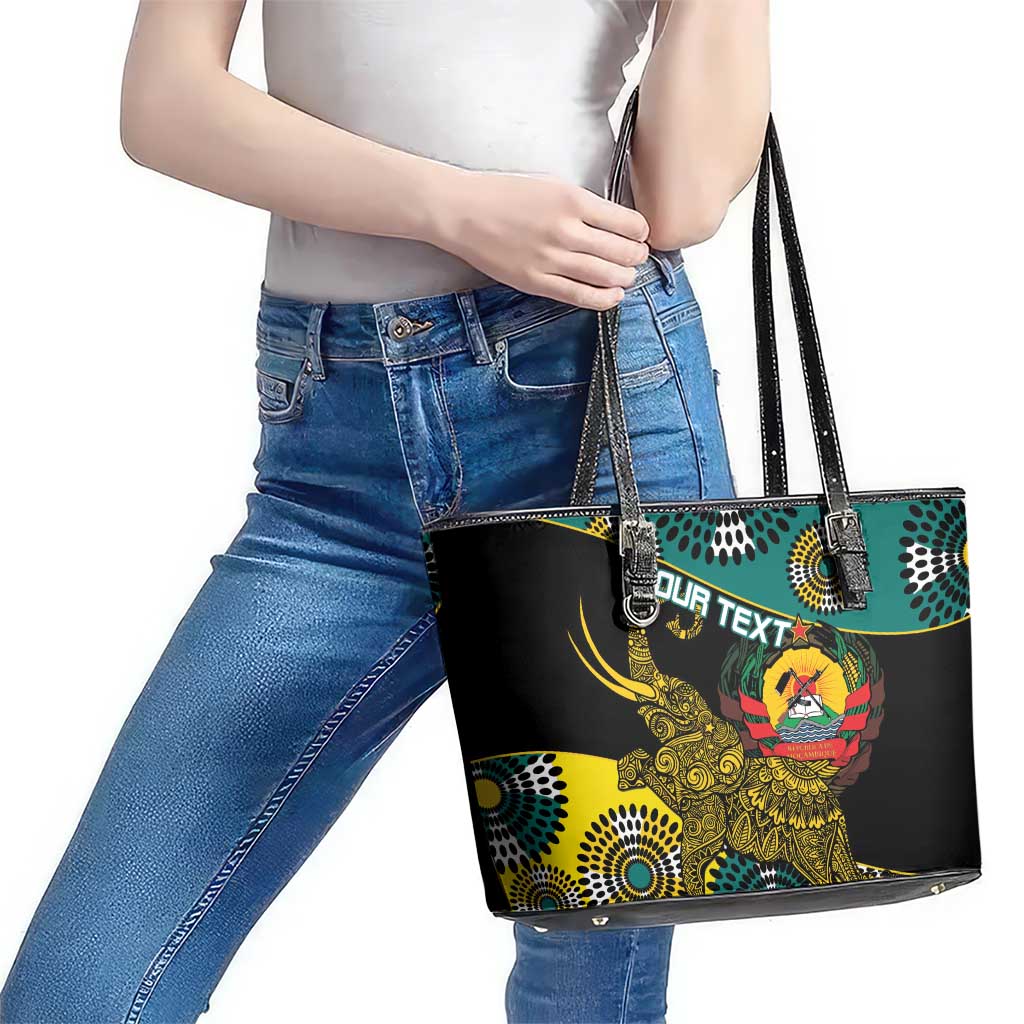 Personalised Mozambique Leather Tote Bag African Elephant With Coat Of Arms - Wonder Print Shop