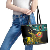 Personalised Mozambique Leather Tote Bag African Elephant With Coat Of Arms - Wonder Print Shop