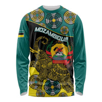 Personalised Mozambique Long Sleeve Shirt African Elephant With Coat Of Arms - Wonder Print Shop