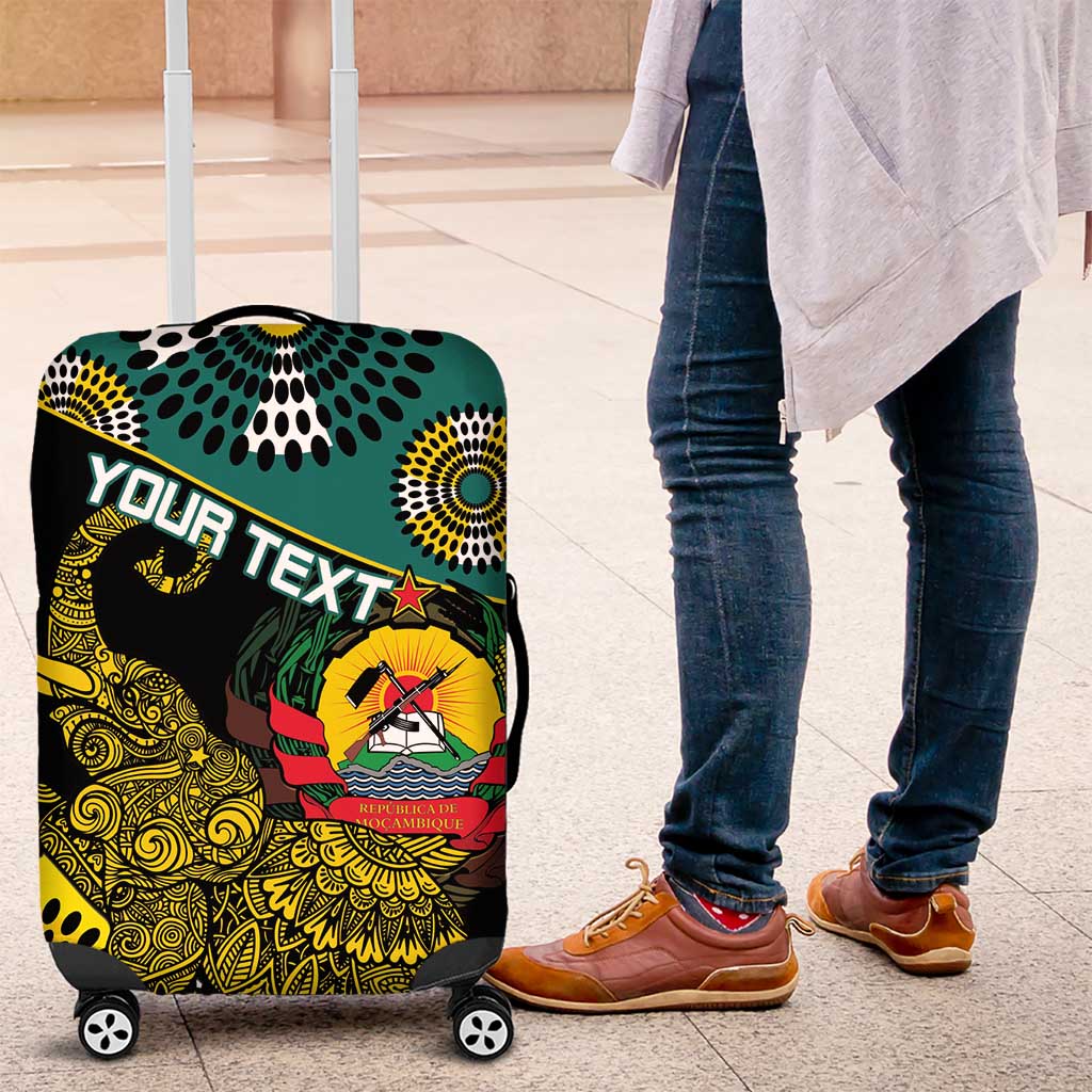 Personalised Mozambique Luggage Cover African Elephant With Coat Of Arms - Wonder Print Shop