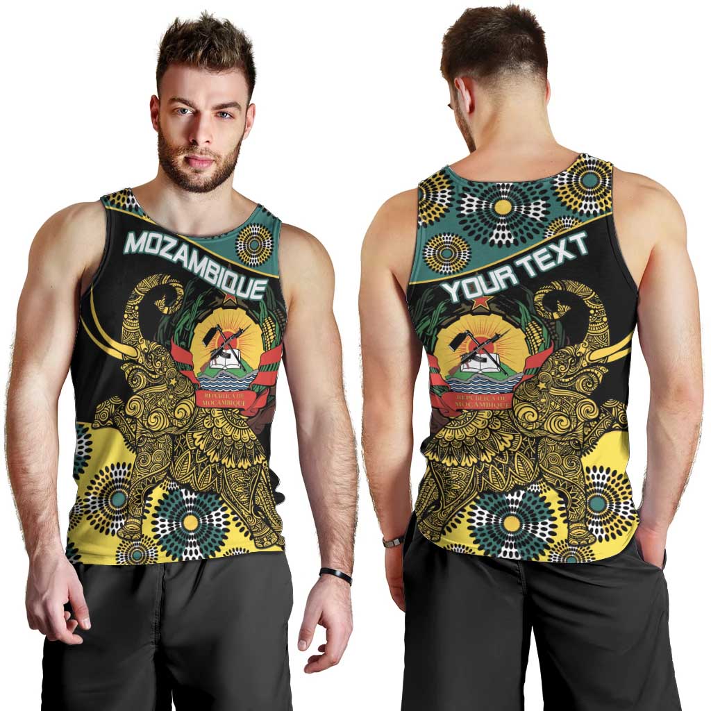 Personalised Mozambique Men Tank Top African Elephant With Coat Of Arms - Wonder Print Shop