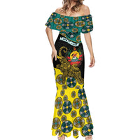 Personalised Mozambique Mermaid Dress African Elephant With Coat Of Arms - Wonder Print Shop