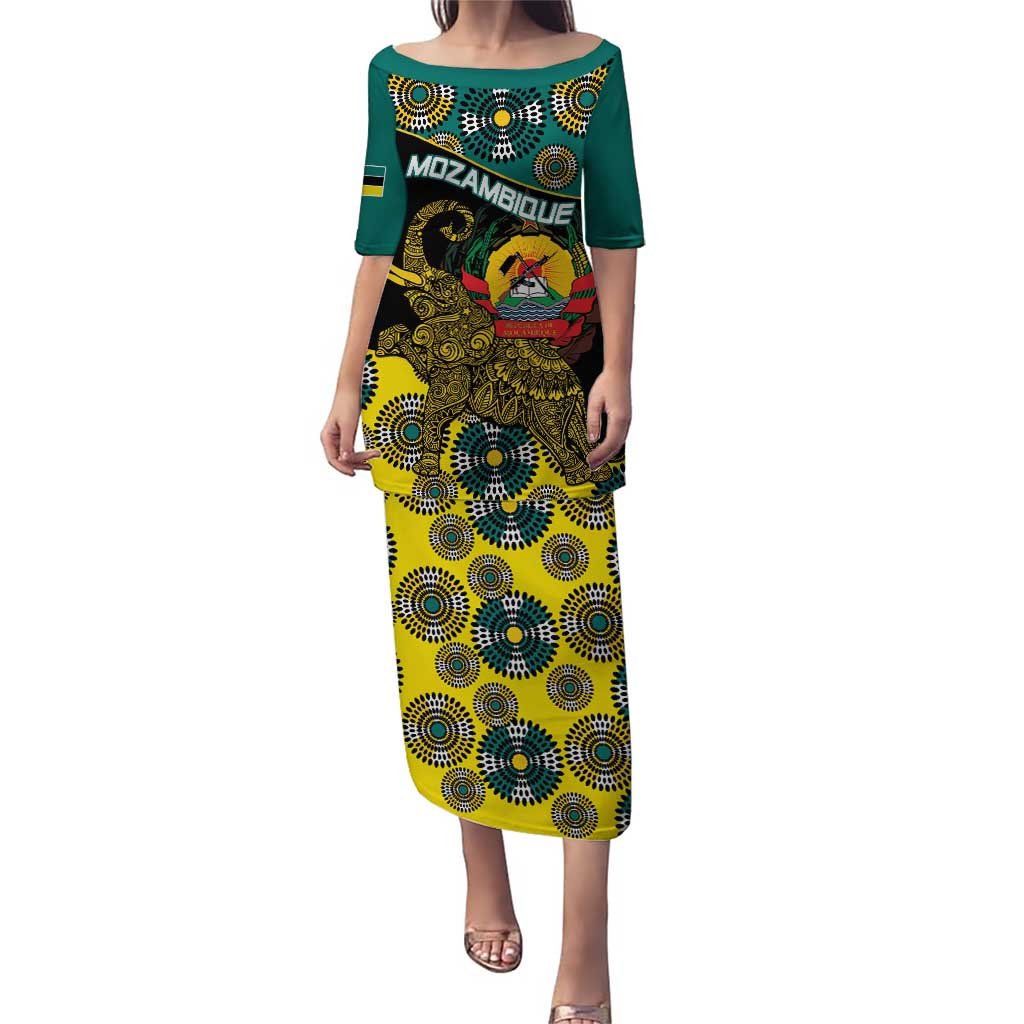 Personalised Mozambique Puletasi African Elephant With Coat Of Arms - Wonder Print Shop