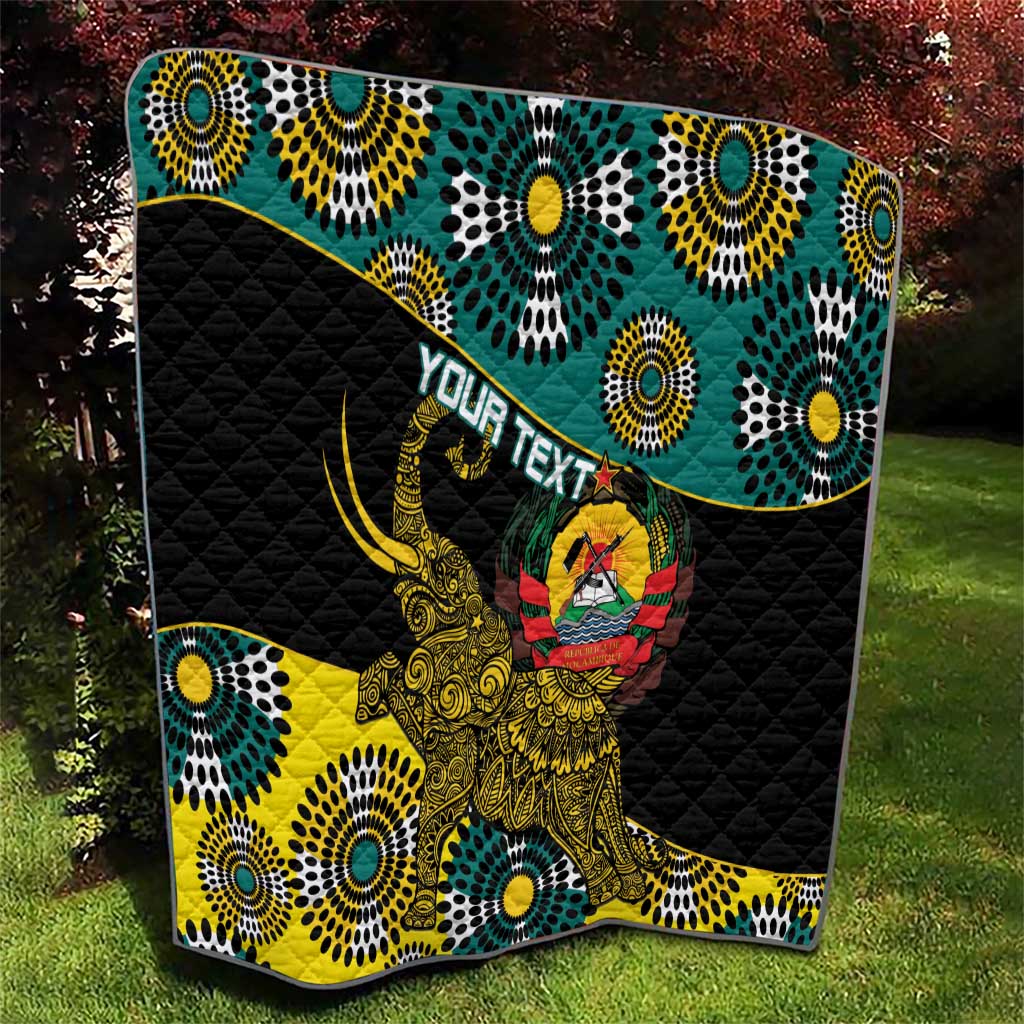 Personalised Mozambique Quilt African Elephant With Coat Of Arms - Wonder Print Shop