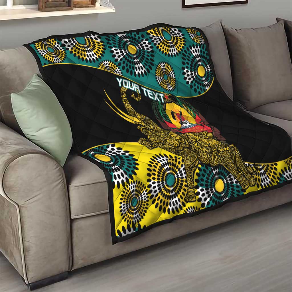 Personalised Mozambique Quilt African Elephant With Coat Of Arms - Wonder Print Shop